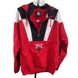 Starter Black Label Men's Size Medium Chicago Bulls Pullover Anorak Windbreaker